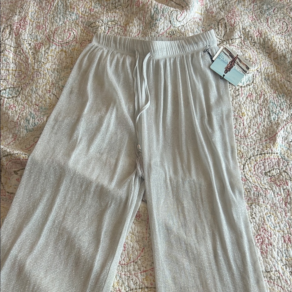 Light Silver Shimmer Wide Leg cover up